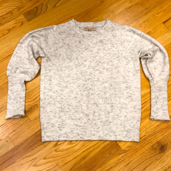 Anthropology PHILOSOPHY White & Gray Ballon Sleeve Sweater Sz S - Picture 6 of 6